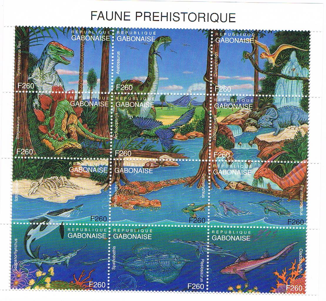 Prahistorische Fauna Kleinbogen Gabun Philatelieversand Heinemann