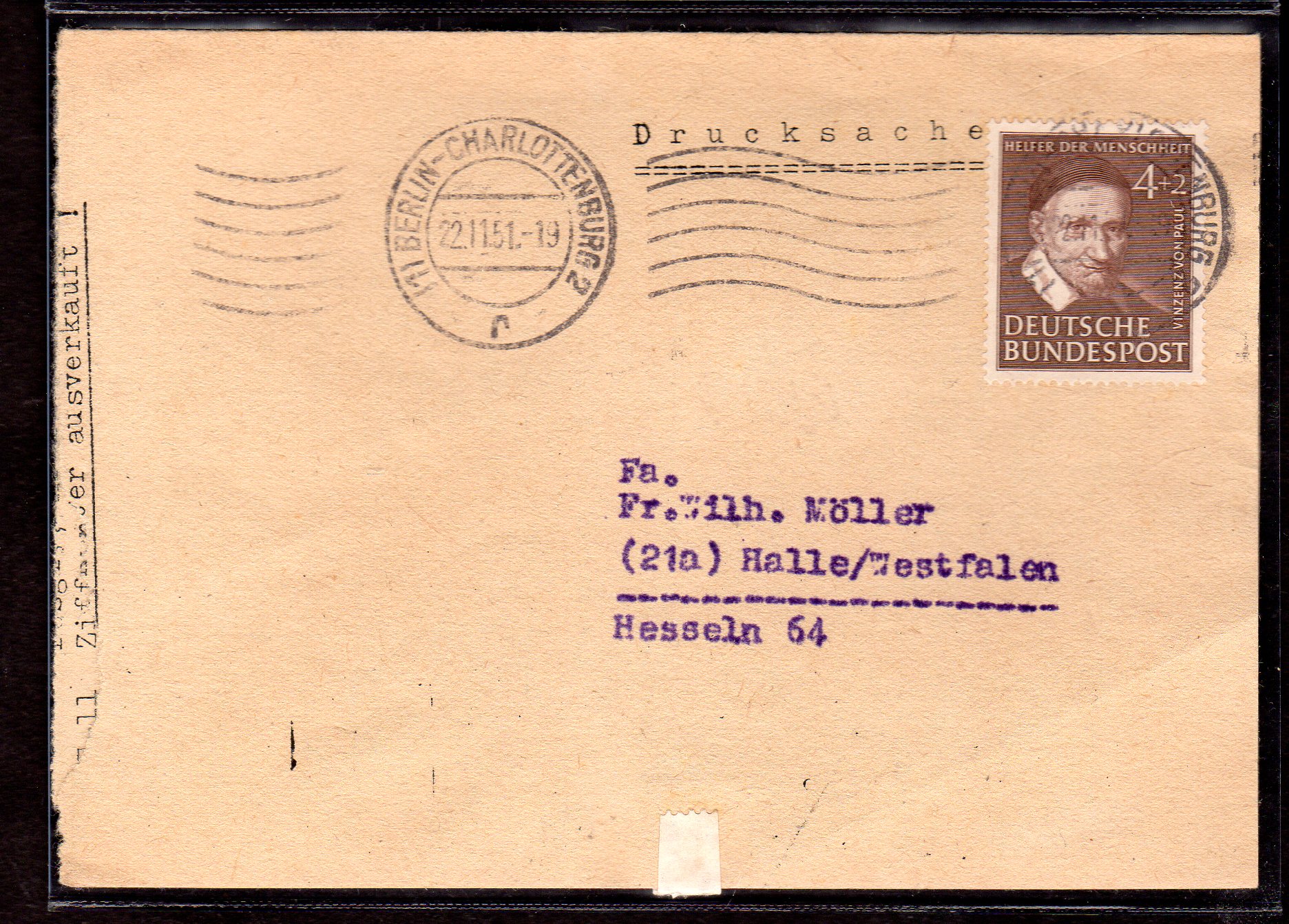 Bund, EF Mi.Nr. 143 auf Drucksache · Philatelieversand Heinemann