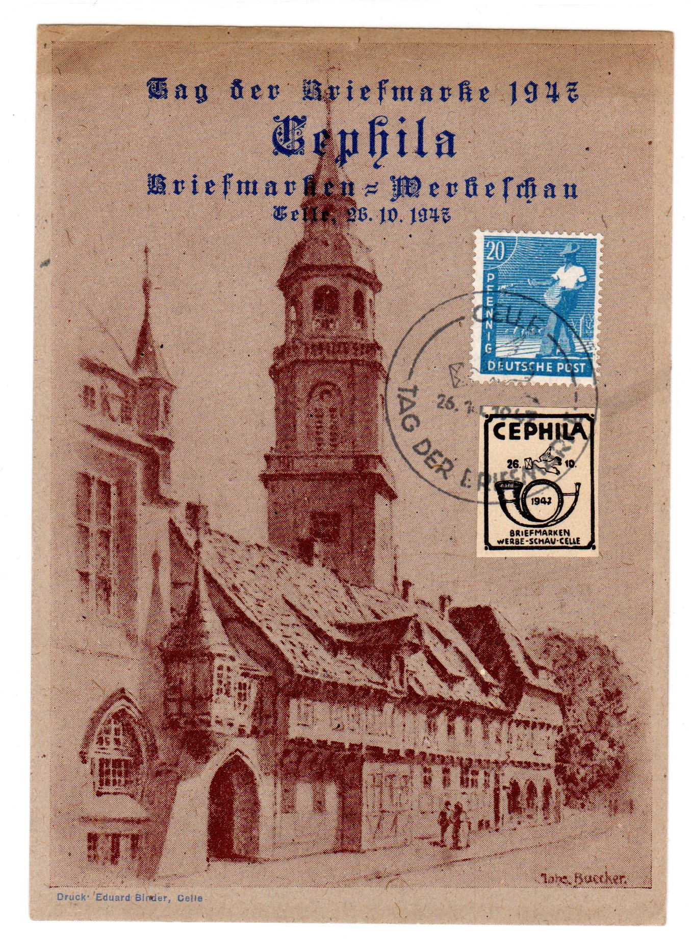 Ereigniskarte Cephila Briefmarken Ausst Celle 1947 Philatelie