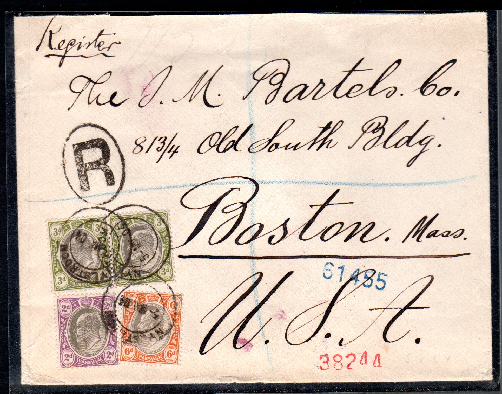 Südafrika Eingeschriebener Ausland Brief Nach Boston Ebay